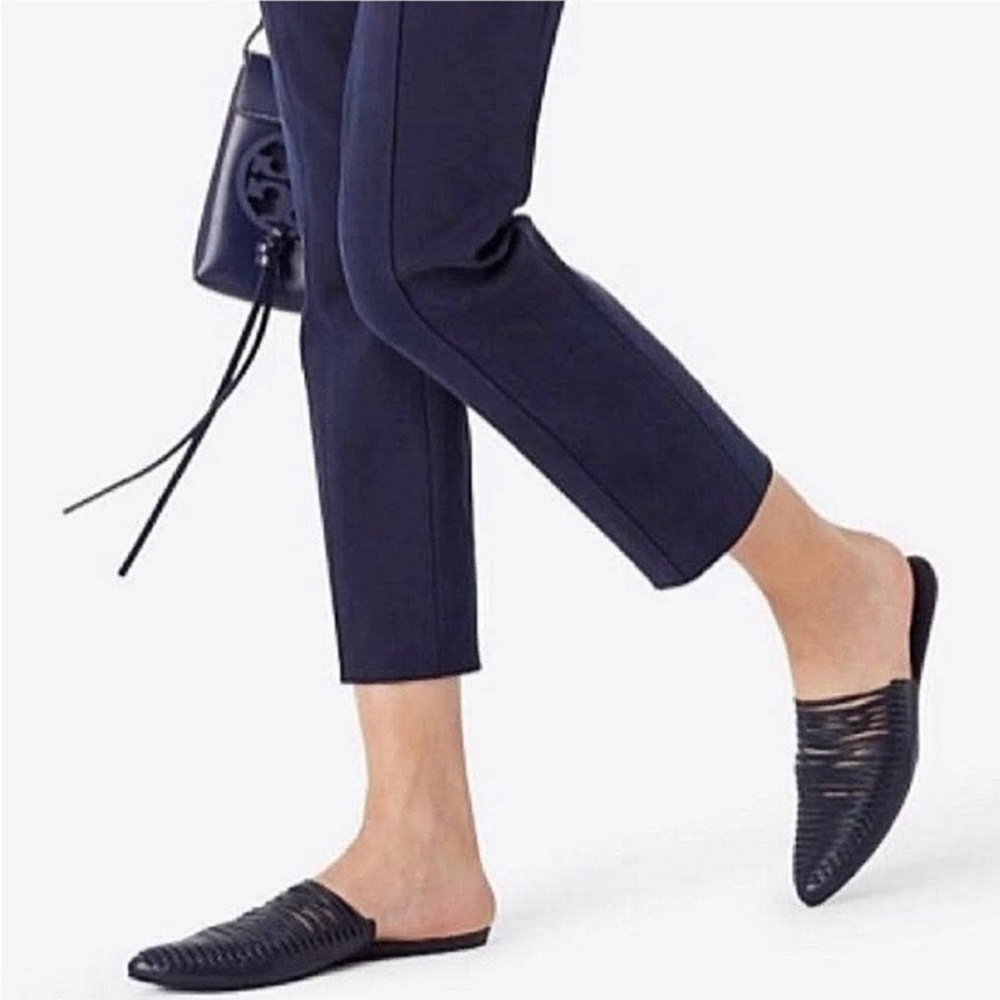 New Tory Burch Black Mules with Woven Detail Size 6M